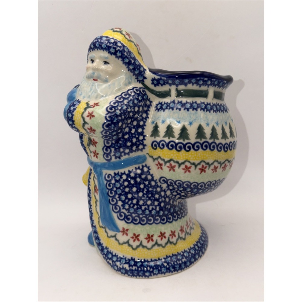 Polish Pottery Vena SANTA CLAUS WITH BAG  Boleslawiec Artisan Table